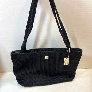 Lina Black Woven Zip Purse Handbag 8.5"x3"x6.5"